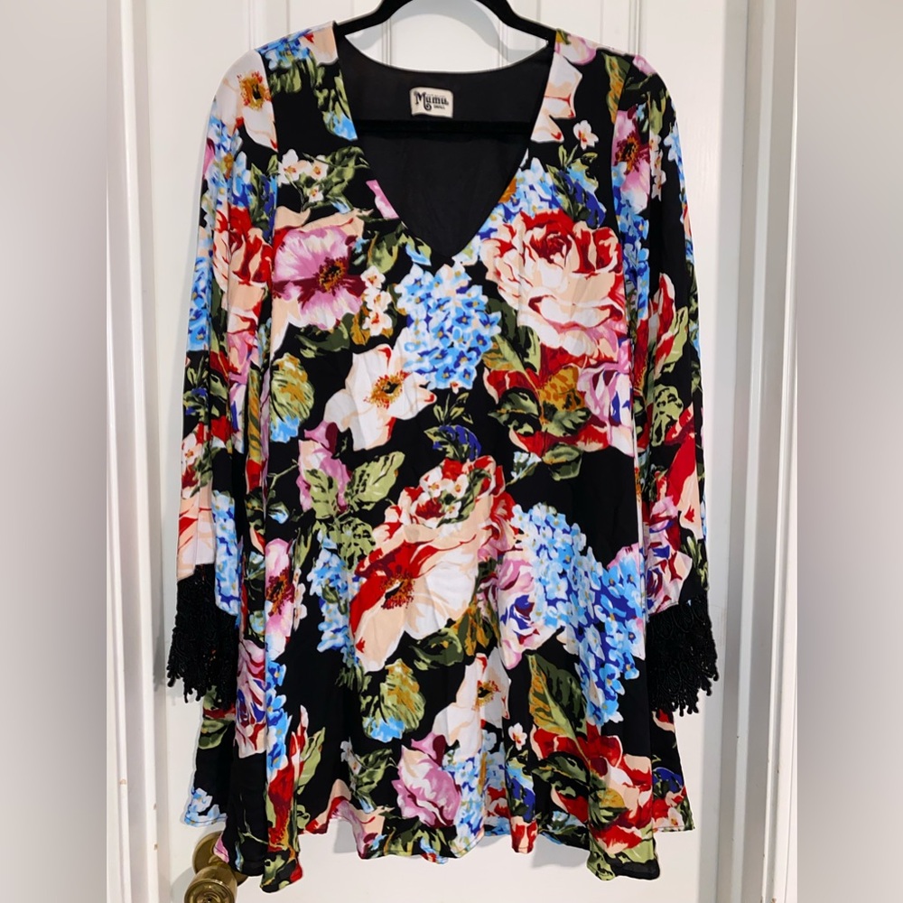 Show Me Your MuMu Portabella Floral Tunic - Black, Red, Blue, Green